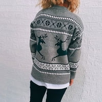 Ženski Božićni vuneni pleteni džemper s okruglim vratom s printom dugih rukava ženski kolovoški svileni Kardigani