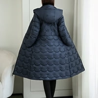Ženski zimski dugi kaputi s kapuljačom gornja odjeća jednobojni parkovi s patentnim zatvaračem prošivena donja