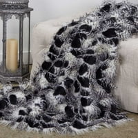 Luksuzni pokrivač od crno-bijelog krzna faa 60 inča 72 inča