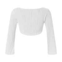 Ženski teksturirani gornji dio Aboulesa dugih rukava okruglog vrata donji dio marame jednobojna opremljena majica