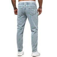 Muške modne casual traper duge hlače s kopčom s patentnim zatvaračem s ravnim otvorom, hlače s rupom, hlače 505