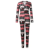 Božićni kombinezon za žene s izrezom i printom u obliku slova u, pidžama s dugim rukavima, bodi kombinezon na