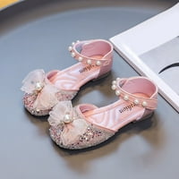 Dječje cipele za djevojčice, ljetne ravne sandale s uskim prstima s printom mašne, lagani prozračni potplat, šljokičasta