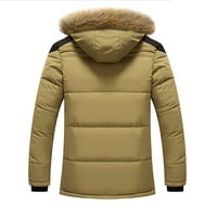 Zimski kaputi za muškarce- kornjača Anorak Solid Anorak Fau Fur Topla jakna dugi rukavi puni zip jakna Beige