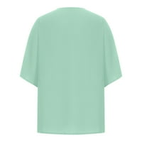 Modni modni ženski šifon ljetni vrhovi kratkih rukava šišmiš, jednobojna prošivena široka majica s izrezom u obliku