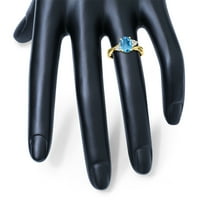 Ženski 8-struki plavi topaz dijamantni prsten od 10k žutog zlata