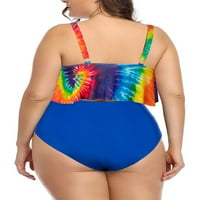 Ženski kupaći kostim Plus Size S volanima u obliku kravate tankini bikini s visokim strukom dvodijelni kupaći