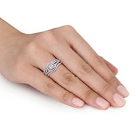 Ženski vjenčani set od okruglog dijamanta od okruglog dijamanta od srebrnog srebra