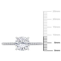Carat T.G.W. Stvoren bijeli safir i karat T.W. Dijamantni zaručnički prsten od bijelog zlata 14KT