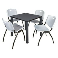 Kvadratni Sivi stol za odmor s preklopnim stolicama