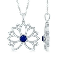Lotusova ogrlica za cvijeće s plavim safirom, srebro od sterlinga