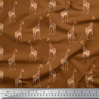 Smeđa pamučna Pletena tkanina s otiskom Na točkice i žirafe širine dvorišta