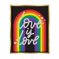 Stupell Industries Love LGBTQ ponos Rainbow odmor slikati zlatni plutač uokviren umjetnički print zid umjetnost