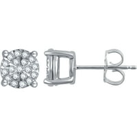 Sjajne fini nakit carat t.w Diamond Cluster Stud Ženske naušnice u čudesno pozlaćeno srebro srebra