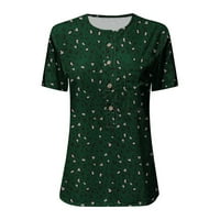 Bazyrey žene vrhovi ženska modna modna posteljina tiskana košulja s kratkim rukavima zelena xl