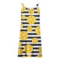 Zunfeo Sundresses za žene- haljina na plaži Posada vrat Majčin dan Dan tiskana bez rukava seksi mini haljina žuta