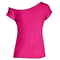 Ženske Ležerne majice bez ramena majice kratkih rukava široka ljetna bluza ružičasta Majica u boji