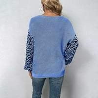 Ženski pulover džemperi, ženski lagani pulover džemperi, elegantni preveliki džemperi u plavoj boji