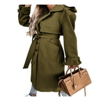 + Ženski modni kaput s dvostrukim kopčanjem, klasični kaput s remenom i reverom, modni elegantni kaput za noćne
