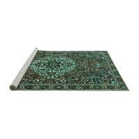 Tradicionalni perzijski tepisi u tirkizno plavoj boji, perivi u perilici, okrugli, 6 inča