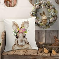 Smiješni Uskršnji zeko s cvjetnim vijencem reverzibilna mekana navlaka za jastuke Slatki pokloni za uskrsne zečiće