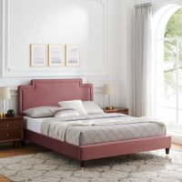 Luksuzni baršunasti krevet u boji prašnjave ruže