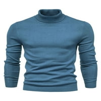 Glonme Pleteni džemper za muškarce casual Work Pulover Ugodni džemperi s visokim vratom plavi xl