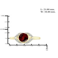 Nakit s granatnim prstenom od ae – 1. Karatni granat, 14k pozlaćeni srebrni prsten s bijelim dijamantnim naglaskom-prstenovi