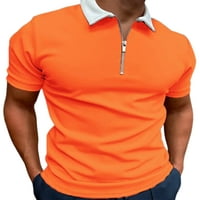 LUMONTO MENS ATLETIC TRUGE majice Slim Fit Laver vrat bluza casual Zip placket Polo košulja narančasta 3xl