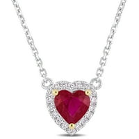 Miabella ženska karata rubin i dijamantni naglasak 14KT dvobojni zlatni halo ogrlica