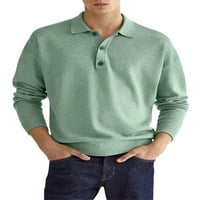 Muške sportske majice na kopčanje, Polo majica Na kopčanje, klasični jednobojni pulover u tamnoplavoj boji