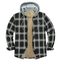 Muška jesen / zima modna karirana jakna s jednostranim baršunastim džepom i Kapuljačom s kopčom od kompozita,
