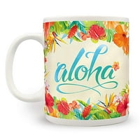 oz. Havajska šalica za kavu s cvjetnim uzorkom