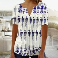 Rasprodaja ženskih majica kratkih rukava ljetna Ženska Moda ležerna nabrana obična bluza s okruglim vratom s gumbima