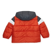 Puffer jakna s rukavima u prugama i blokovima u boji, veličine 4-18