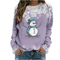 Rasprodaja ženske jesenske modne dukserice povremeni Božićni snjegović s grafičkim printom pulover s dugim rukavima