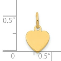 Karat od žutog zlata od 14 karata. Privjesak Od diska s ugraviranim srcem od žutog zlata od 14 karata, lagana