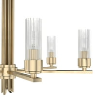 Zlatni luster s rebrastim staklom, stropna svjetiljka