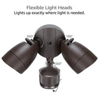 LED reflektor sa senzorom pokreta, Sigurnosno svjetlo od sumraka do zore, Podesive dvostruke glave, popis, topla