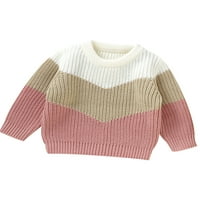 Karuedoo mališani djevojački dečko džemper okrugli vrat dugi rukavi kontrast u boji pletena jesen zima toplo pulover