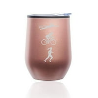 Bez stabljika vina kava za putničku čašu s poklopcem ženskog triatlona za plivanje bicikl trčanje