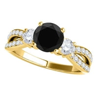 Dijamantni zaručnički prstenovi za žene s prirodnim crnim dijamantom od 1 karata, prsten za godišnjicu braka za