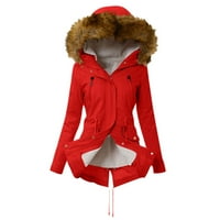 Modne jakne za žene, ženska ženska topla jakna, zimski jednobojni kaput s odbijenim ovratnikom, gornja odjeća