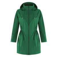 Ženska jakna za vježbanje, zimski kaput s kapuljačom u struku, lagana vodootporna zelena;
