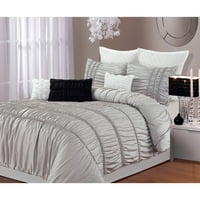 Šik home ds0750 -bib -US romantika pokrivač s plahtama, lažnim i ukrasnim jastukom - taupe - kralj - komad