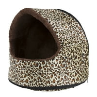 Udoban špiljski krevet za kućne ljubimce s baldahinom-otisak geparda - 16 12 14.5