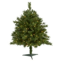 Gotovo prirodno 3 'Mješovito borovo umjetno božićno drvce s jasnim svjetlima