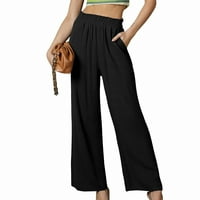 Ženske hlače modno povremeni elastični džep s strukom čvrste hlače u boji duge hlače xl crni daliy