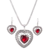 Toyella Vintage Crystal Rhinestone Double Heart Set Gules