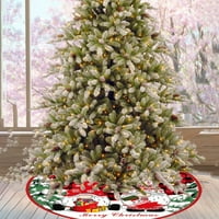 Suknja za božićno drvce s okruglim crtanim printom, gusta, periva, na vezanje, dekoracija pozornice otporna na